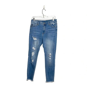 KanCan Light Wash High Rise Distressed Frayed Hem Skinny Jeans 29 Women’s